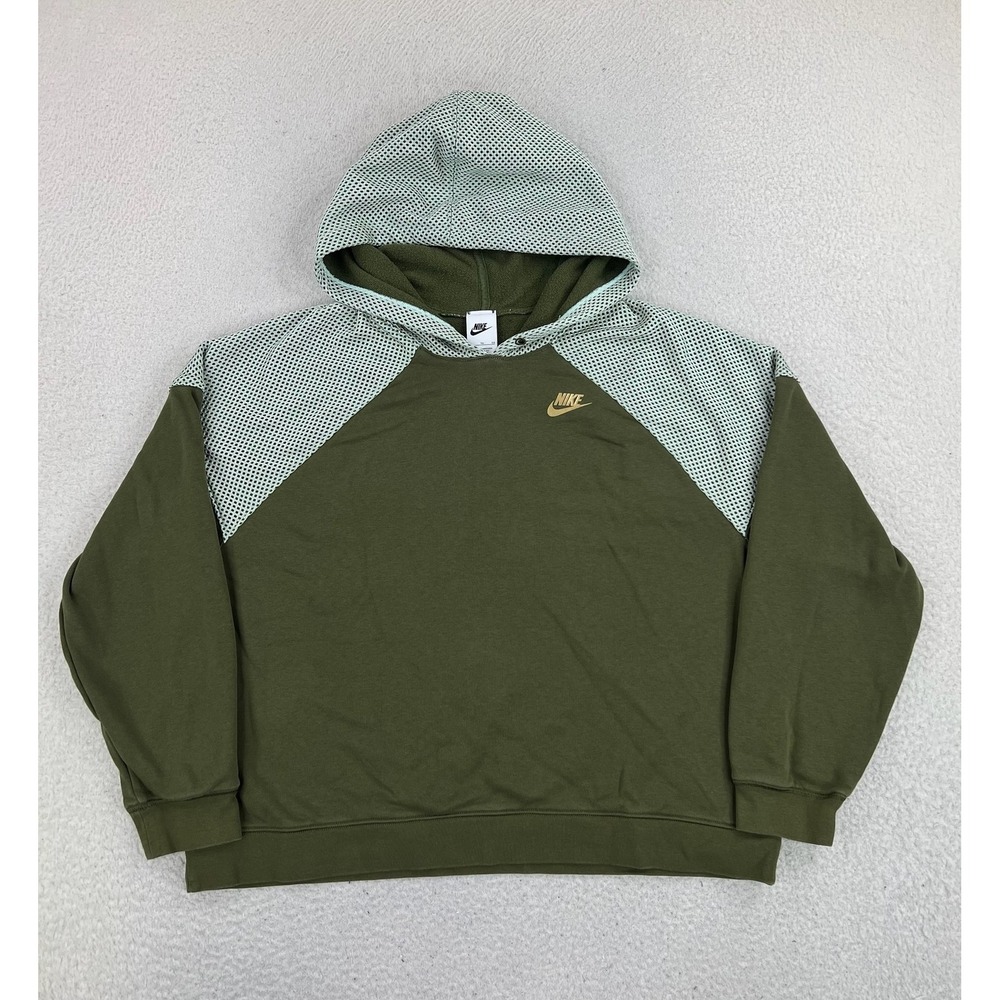 Nike Hoodie Womens XL Green Mesh Serena Williams Swoosh Sweatshirt DD3814-326